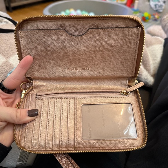 Michael Kors Glittery Rose Gold Wristlet - Picture 2 of 3
